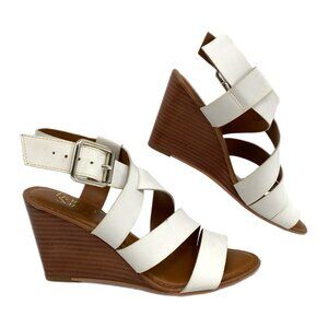 Franco Sarto White Strappy Wedge Sandals | Size 6